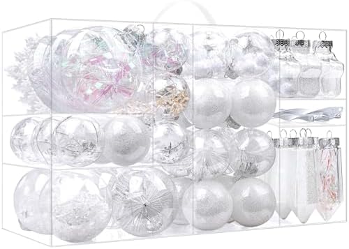 SHareconn 100PCS Christmas Tree Ornaments Clear Set, White