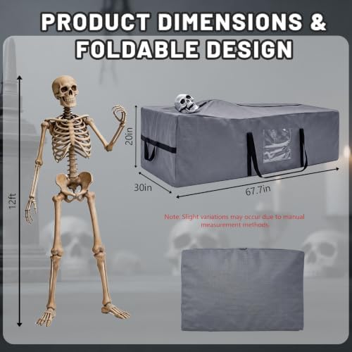 Large Halloween Storage Bag, Fits Up 12Ft Skeleton Christmas Tree, Gray