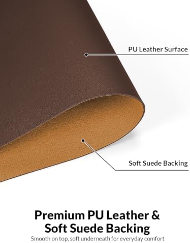 Leather Desk Mat 71" x 15.7", Rich Brown Large Desk Pad Protector