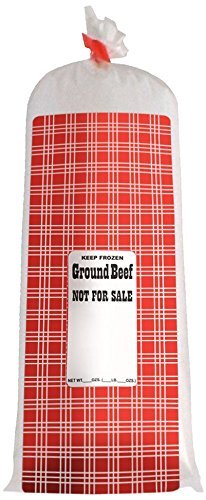 UltraSource - 190050 Ground Beef Freezer Bags, 2 lb. Extra Wide"Not for Sale" (Pack of 1000) Red Plaid