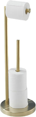Free Standing Toilet Paper Roll Holder Stand with Reserve, Gold Brushed