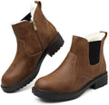 Womens Chelsea Boots Fur Lined Winter Ankle Boots Side Zip Round Toe