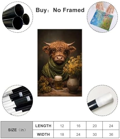 JDBeehpy Green Festival Mural Irish Classic Festival Artwork Decoration Highland Dairy St. Patrick's Day Bar Beer Poster Painting (Unframed, Canvas Only) Canvas Wall Decoration 16x24inch(40x60cm)