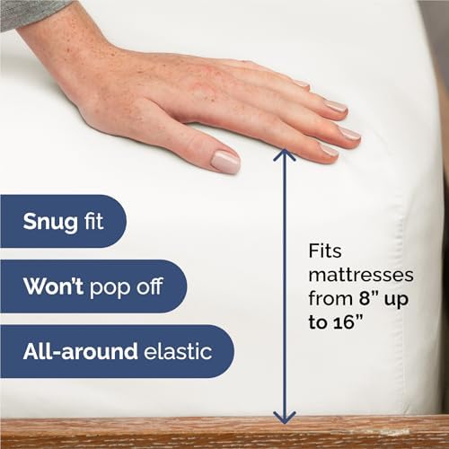 King Size 4 Piece Sheet Set - Breathable & Cooling Sheets - Antique White