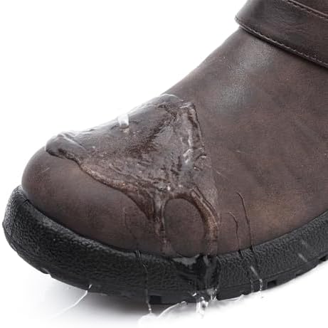 Womens Snow Boots Leather Winter Warm Boots Platform Ankle Booties