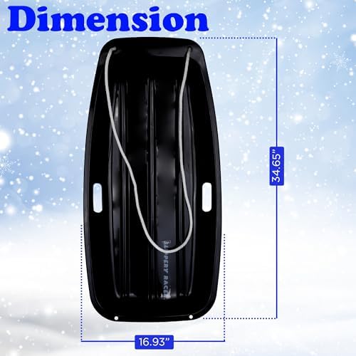 Slippery Racer Downhill Sprinter Flexible Kids Toddler Plastic Cold-Resistant Toboggan Snow Sled with Pull Rope and Handles -35 Inch
