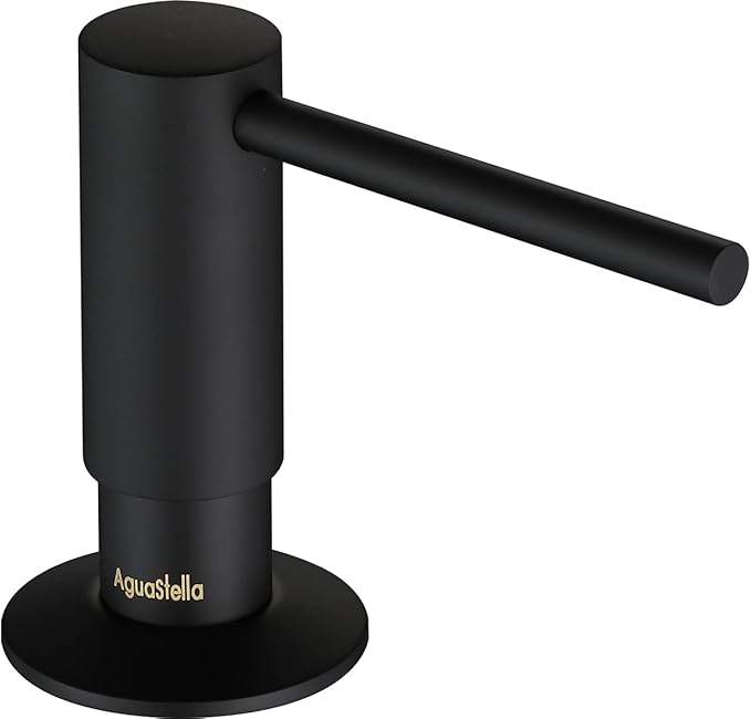 AguaStella ASF026MB Built in Soap Dispenser for Kitchen Sink Matte Black with Soap Bottle Countertop Pump