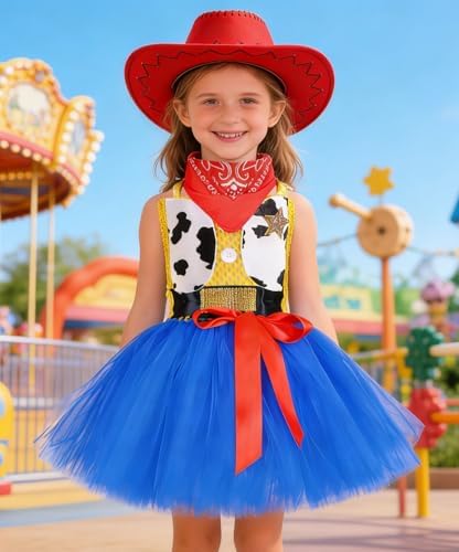 Tutu Dreams Halloween Cowgirl Costume for Girls 1-10Y with Bandana Cowboy Hat Birthday Party Dress Up Clothing