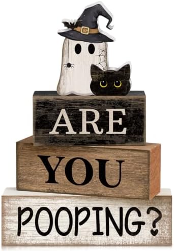 Moucuny 4 Pcs Halloween Bathroom Decor Sign Funny “are You Pooping? ” Decor