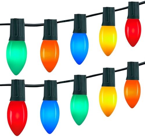 Vintage Christmas Lights Outdoor, 200Ft C9 String Lights with 100 LED Bulbs