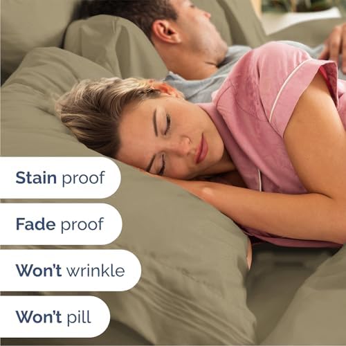 Queen Size 4 Piece Sheet Set - Comfy Breathable & Cooling Sheets - Khaki