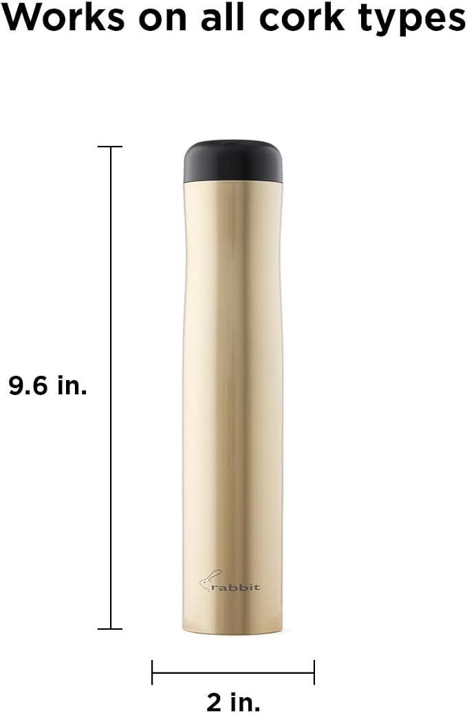 Rabbit Electric Wine Opener, Automatic Corkscrew with Built-In Foil Cutter, Removes Cork in Seconds, Gold