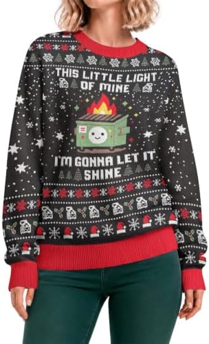 34HD Ugly Xmas Sweater–Funny Knit Christmas Sweater for Women & Men 2025, Long Sleeve Crewneck Holiday Pullover, Unisex Gift
