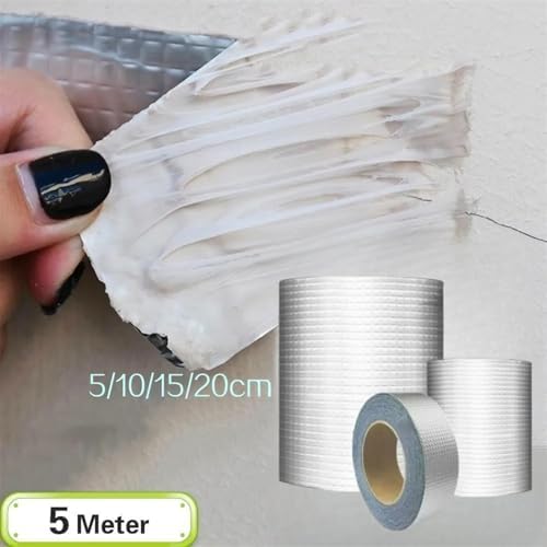 Waterproof Tape Butyl Tape Aluminum Foil Tape Butyl Tape Aluminum Foil Butyl Rubber Tape High Temperature Super Resistant god kvalitet Self Adhesive Wall Crack Roof Pipe Repair(10cmx5 Meters)