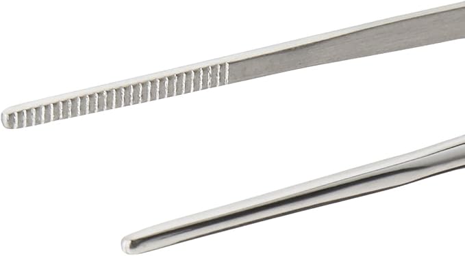 Mercer Culinary 18-8 Stainless Steel Chef Plating Tongs, Offset Tip, 6-1/2 Inch