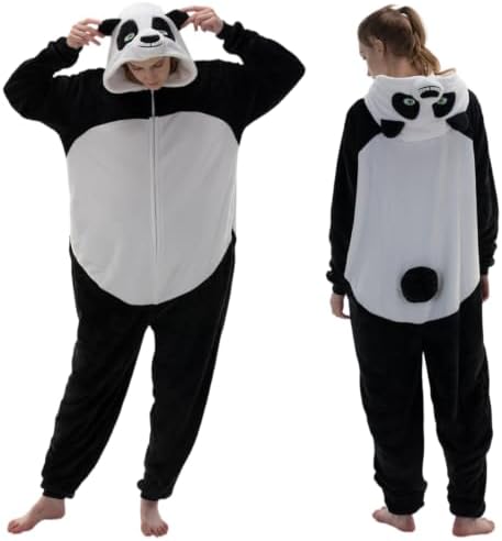Snug Fit Unisex Adult Onesie Pajamas, Flannel Cosplay Animal One Piece Halloween Costume Sleepwear Homewear
