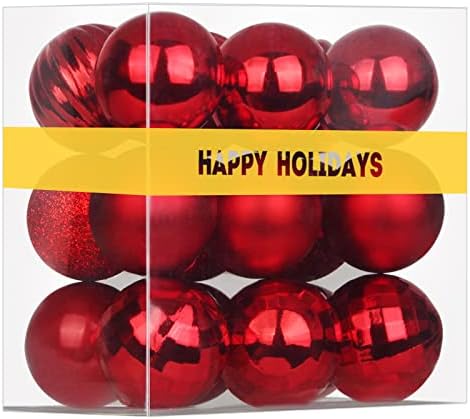 Rose Red 1.6" Small Christmas Balls Christmas Tree Decoration Ornaments Shatterproof Hanging Balls for Birthday Halloween Holiday Wedding Decorations Set of 18pcs