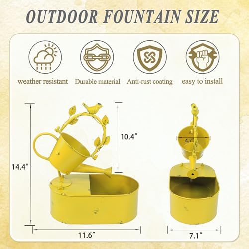 Metal Solar Water Fountain with Backup Battery, Solar Bird Bath Fountain