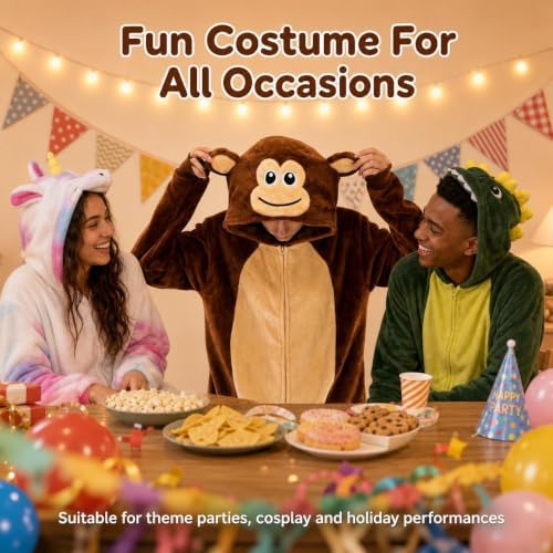 Snug Fit Unisex Adult Onesie Pajamas, Flannel Cosplay Animal One Piece Halloween Costume Sleepwear Homewear