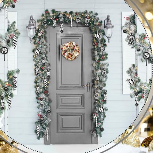 96 Pcs Christmas Tree Ornaments Black White Candy Ball Ornament