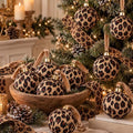 Outus 18Pcs Leopard Print Christmas Ball Ornaments Wild Glam Decor for Tree