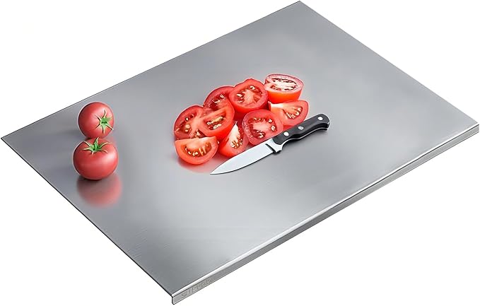 304 Stainless Steel Cutting Board – Stainless Steel Kitchen Chopping Boards Non-Slip, Dishwasher Safe – Ideal for Meat, Vegetables, Fruits, Bread & Baking – Commercial & Home Use (27.5 * 19.6in)