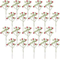 Fangoo 20 Pack 7 Inch Artificial Green Red Berry Picks for Christmas Tree