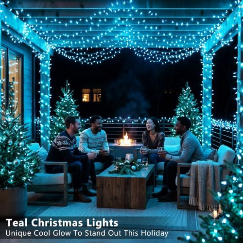 BrizLabs Teal Christmas Incandescent String Lights Outdoor 300 Count 69.6ft