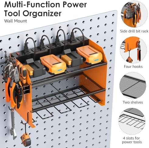CCCEI Wall Mount Modular Tool Charging Organizer, Orange, 1 Pack, 3 Tier.