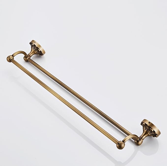 16in Double Layer Bathroom Brass Towel Bar Antique Brush Bronze Towel Bar Kitchen Dish Cloths Bar Hanger for Bathroom Kitchen Vintage Bronze Decorative Towel Holder (Brush Bronze, 40cm)