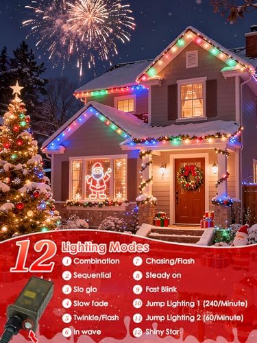 OZS Connectable 2PK 400LED, 164FT Christmas String Lights with Remote