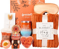 Fall Gifts for Women Orange, Fall Gift Basket, Halloween, Birthday Gifts for Mom Her Wife Friend w/FALL Candle Socks,Self Care Get Well Gift Spa Set, Teacher,Thanksgiving,Boo Basket Gift Box Cozy