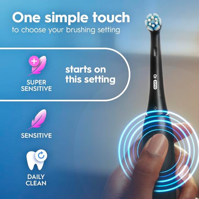 Oral-B Rechargeable Electric Toothbrush, iO2, 3 Cleaning Modes, Automatic Pressure Sensor to Protect Gums, Peach