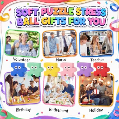 Thenshop 30 Pcs Puzzle Piece Ball 6 Colors Staff Appreciation Gifts