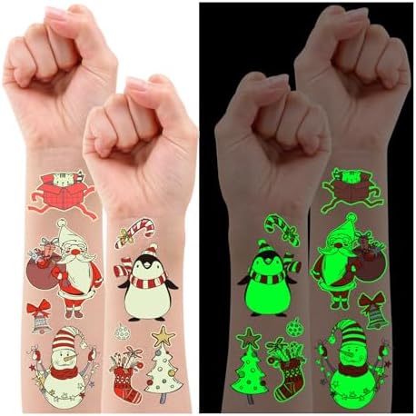 Partywind Christmas Temporary Tattoos for Kids Stocking Stuffers
