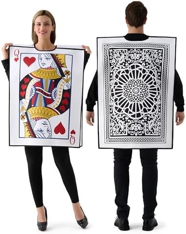 Spooktacular Creations 2 Pcs Adult Couple King & Queen Playing Card Costume for Halloween Costume Cosplay Party, Trick or Treating White