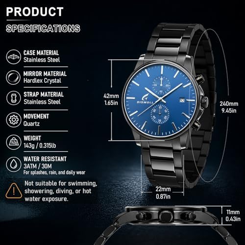 Stylish Stainless Steel Men's Watches with Functional Chronograph Subdials