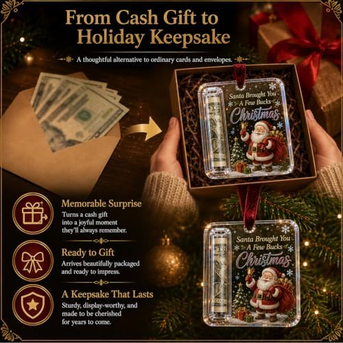 Crystal Christmas Cash Gift Holder Ornament Clear Acrylic Money Decor，A11