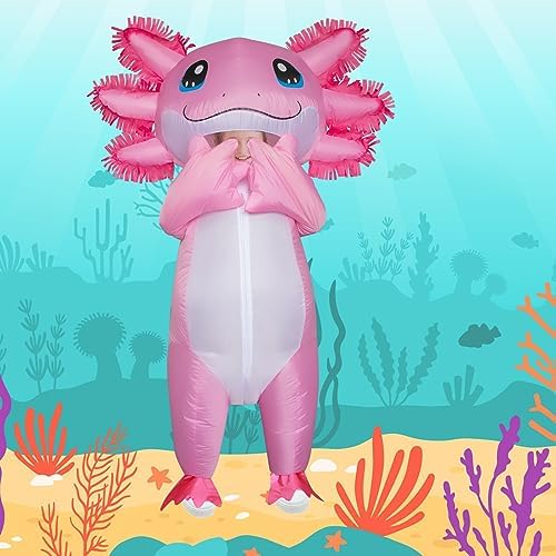 Stegosaurus Inflatable Axolotl Costume for Kids Halloween Kid Blow Up Costume Deluxe Pink Costumes for Girls Boys Cosplay Party