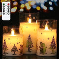 Gold Snowman Glass Flameless Candle Battery Operated Remote Timer