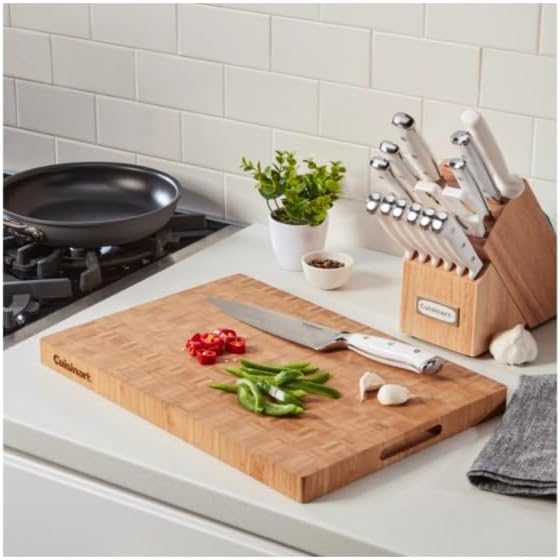Cuisinart 17" Reversible End Grain Bamboo Cutting Board Embedded Handles