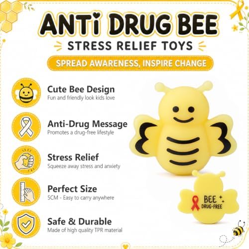 Thenshop 50 Pcs Red Ribbon Week Anti Drug Stress Balls Bulk