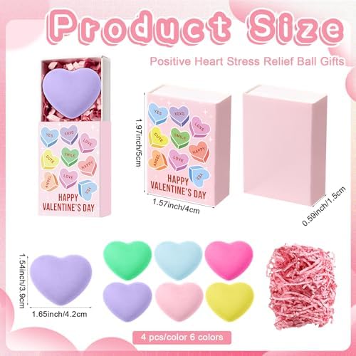 24 Sets Valentines Heart Gifts with Positive Boxes