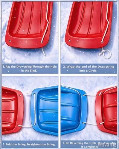 Snow Sled for Kids and Adult, Toboggan Sled with Plastic Cold-Resistant 35"