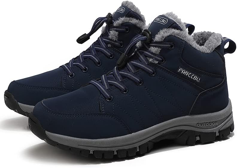 Winter Boots For Mens Snow Boots Anti-Slip Fur Lined Warm Ankle Boots Casual Lightweight Trekking Backpacking Hiking Boots
