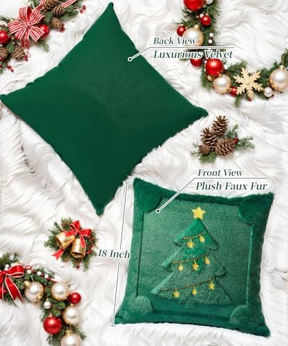 Faux Fur Christmas Pillow Covers 18x18 Set of 2