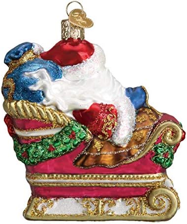 Old World Christmas Santa in Sleigh Glass Blown Ornament for Christmas Tree, Handcrafted Holiday Decoration, Santa Collection