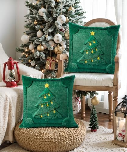 Faux Fur Christmas Pillow Covers 18x18 Set of 2