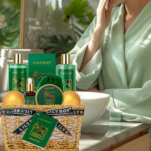 10Pcs Eucalyptus Spa Bath Gifts Set Premium Spa Gift Basket for Women & Men