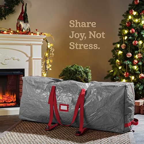 Zober Christmas Tree Storage Bag - 9 Ft Rolling Box - Plastic, Durable Handles & Wheels - Large, Gray